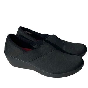 Crocs Women’s Busy Day Black Stretch Fabric Wedge Shoes Size 8